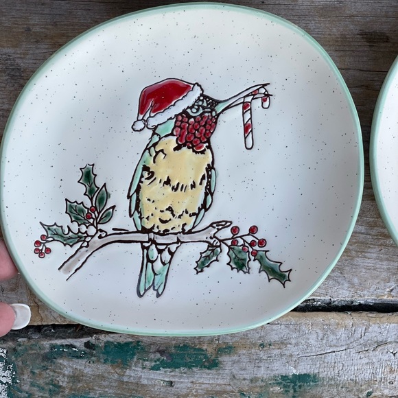 Eli + Ani holiday hummingbird appetizer plates handmade - Picture 7 of 9